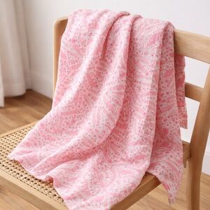 Lilly Pulitzer for Pottery Barn Kids Pink Organic Cotton Muslin Blanket 47x47